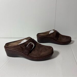 KLOGS brown leather comfort clogs wedge slide on shoe women size 8 M